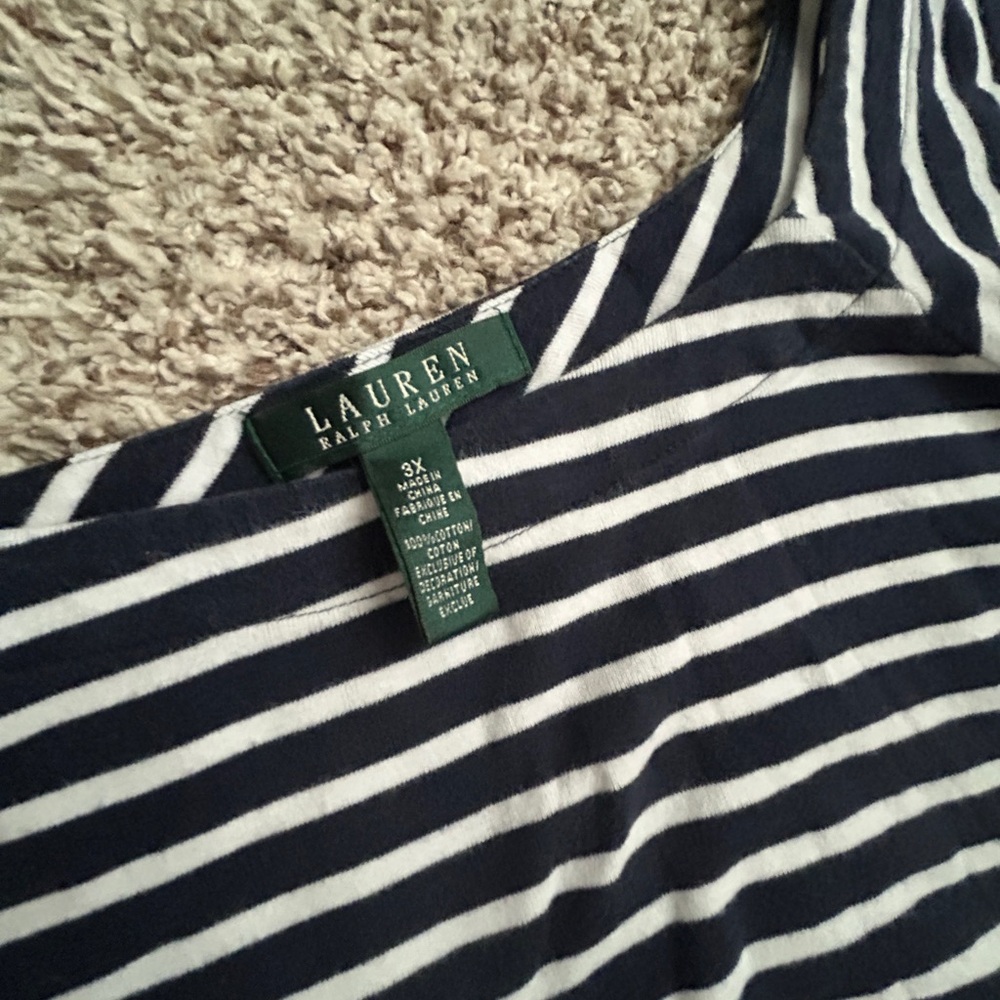 Ralf Lauren Striped Short-Sleeve Scoop Neck Top - Navy/White - Picture 3 of 3